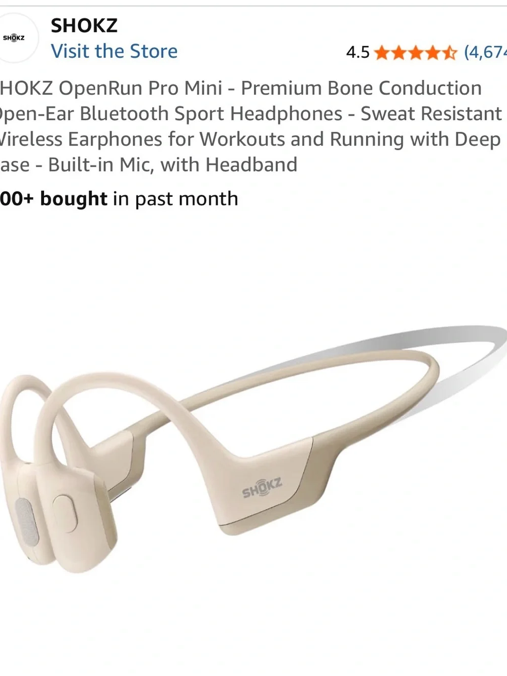 OpenRun Pro Mini Bone Conduction Headphones — Beige